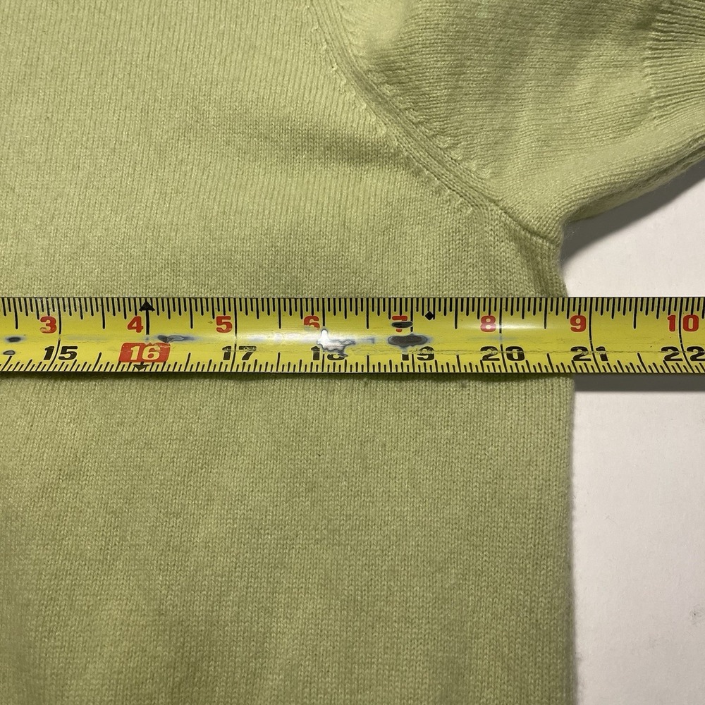 Lord & Taylor Sweater Top 100% Two Ply Cashmere Short Sleeve XL Green Preppy - Picture 6 of 6